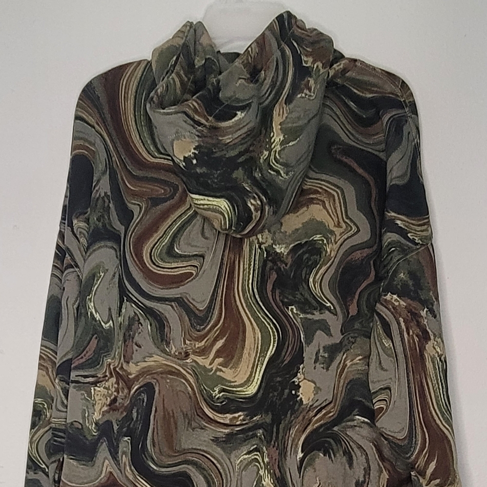 Men’s Large Over Size Hoodie Olive Marble Color NWT